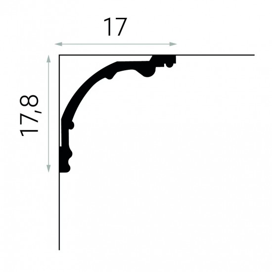 Profil Decorativ Cornișă pentru Plafon MDB128 Mare 17.8x17x200 cm