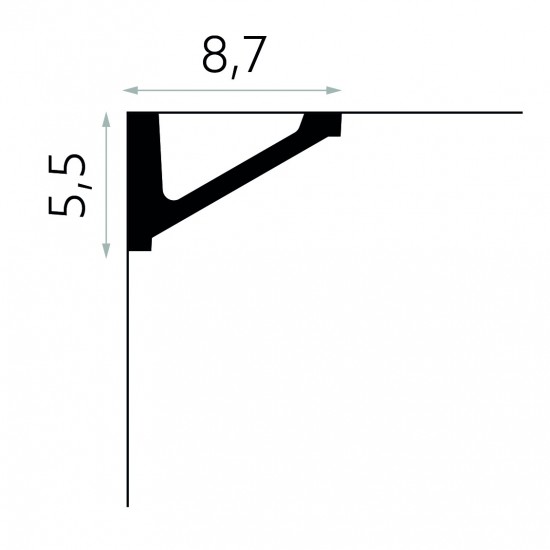 Profil Triunghiular Mediu de Tavan MDB132 5.5x8.7x200 cm
