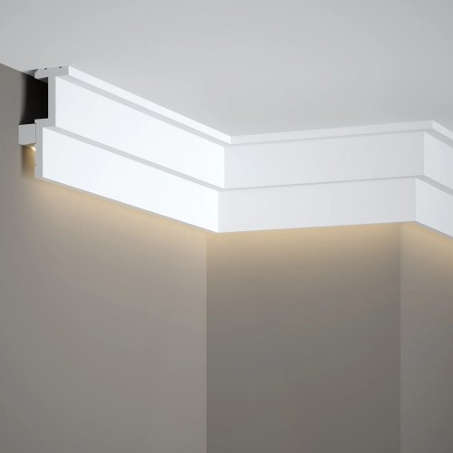 Sistem iluminare indirecta LED QL024 + MD010 polimer rigid 4.5 x 8.5 x 200 cm alb mat vopsibil