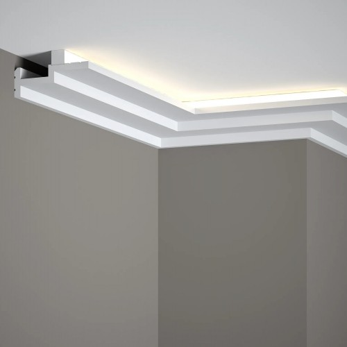 Sistem iluminare indirecta LED QL024 + MD010 polimer rigid 4.5 x 8.5 x 200 cm alb mat vopsibil