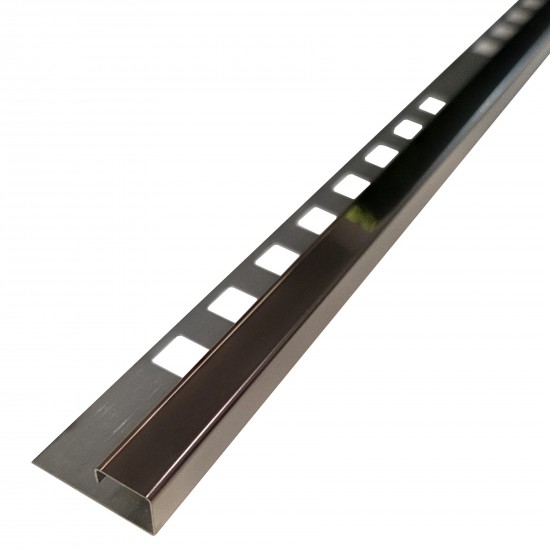 Profil terminatie patrat pentru gresie si faianta inox cupru lucios 12 x 12 x 2700 mm