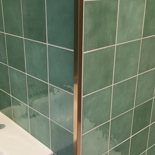 Profil terminatie patrat pentru gresie si faianta inox cupru lucios 12 x 12 x 2700 mm