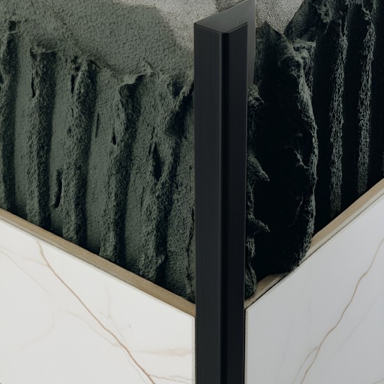 Profil terminatie patrat gresie faianta inox negru periat 12 x 12 x 2700 mm Profil terminatie patrat gresie faianta inox negru periat 12 x 12 x 2700 mm