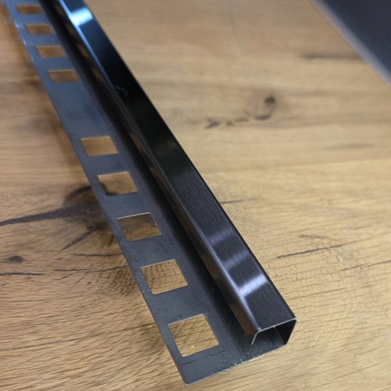 Profil terminatie patrat gresie faianta inox negru periat 12 x 12 x 2700 mm Profil terminatie patrat gresie faianta inox negru periat 12 x 12 x 2700 mm