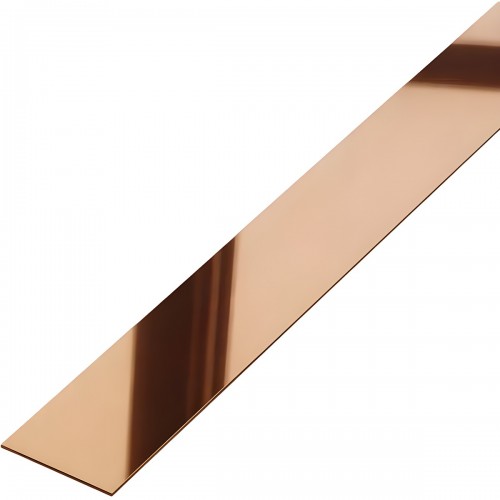 Platbanda inox, cupru lucios, 20 mm x 0.6 mm x 2700 mm