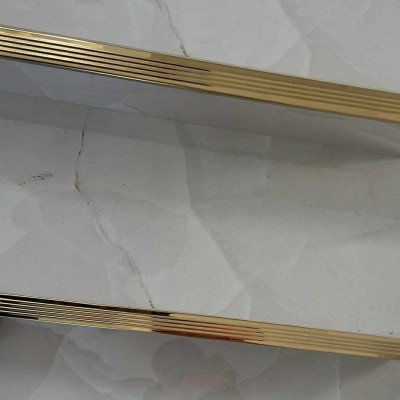 Profil inox, terminatie treapta gresie 10x30 mm, auriu oglinda, antiderapant Premier Decor
