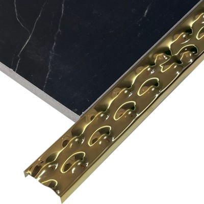Profil decorativ U inox 304 auriu oglinda embosat 30 x 9 x 2700 mm Premier Decor