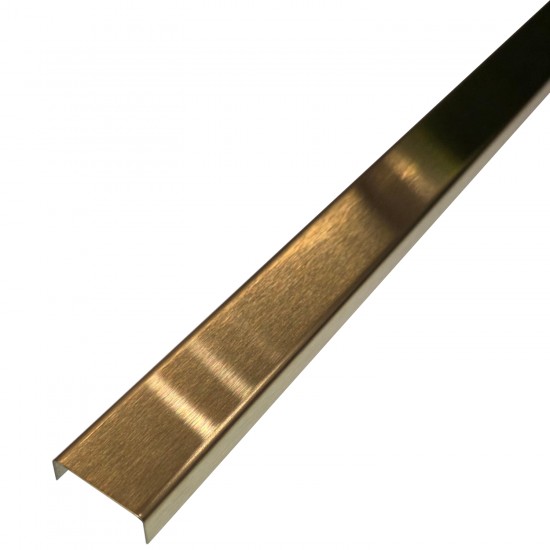 Profil tip U inox auriu periat / mat 20 x 9 x 2700 mm - brau faianta