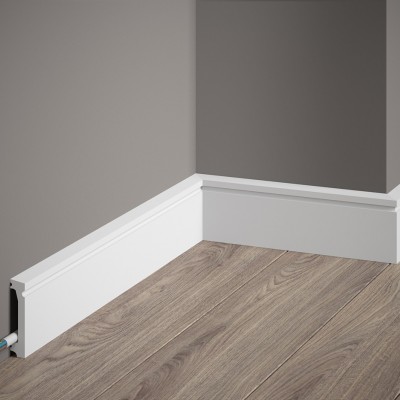 Plintă Decorativă Simplă Albă MD028 6x1.3x200 cm MARDOM DECOR