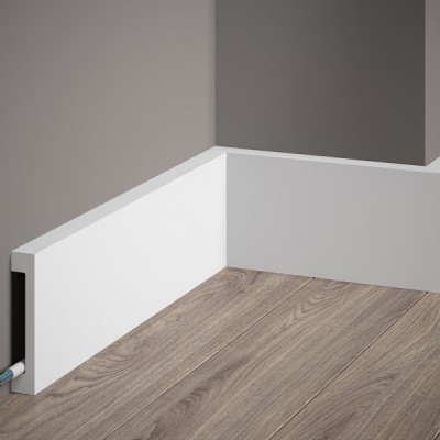 Plintă înaltă MD009 polimer rigid alb 10x1.7x200 cm cu margine definită MARDOM DECOR