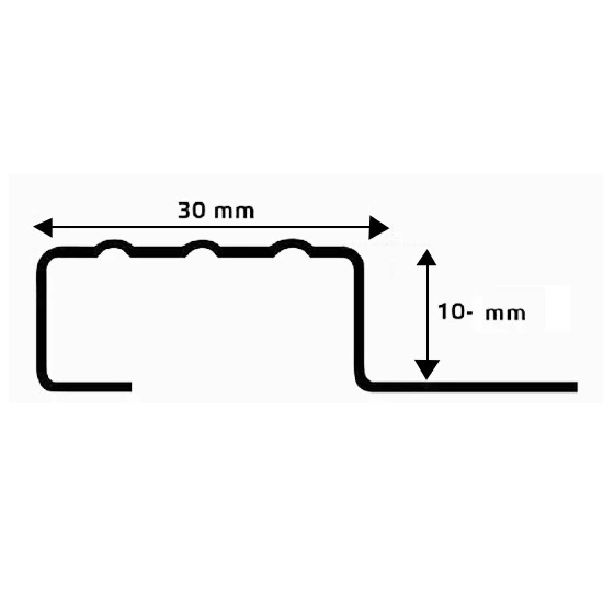 Profil inox, terminatie treapta gresie, 10x30 mm, Crom Brush, Antiderapant