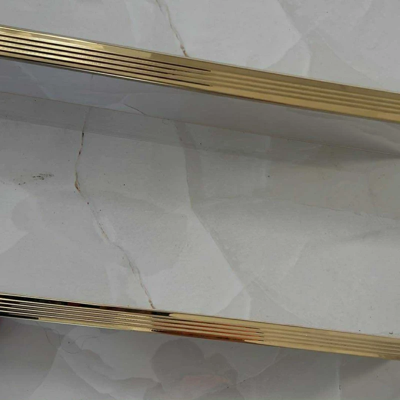 Profil inox, terminatie treapta gresie 10x30 mm, auriu oglinda, antiderapant