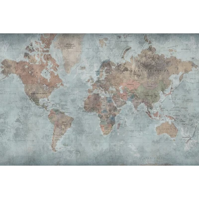 Fototapet premium, model 3d, harta lumii Around the World, dimensiuni pe comanda Rebel Walls