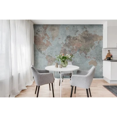 Fototapet premium, model 3d, harta lumii Around the World, dimensiuni pe comanda Rebel Walls