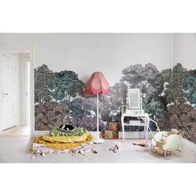 Fototapet premium, model 3d, pădure mistică Bellewood, Rainbow, Pastel, dimensiuni pe comanda Rebel Walls