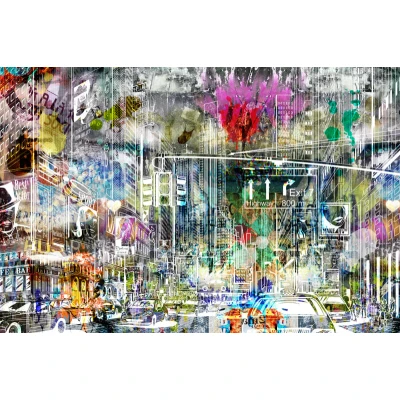 Fototapet premium, model 3d, New York, Cartoon City, graffiti, dimensiuni pe comanda Rebel Walls