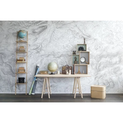 Fototapet premium, model 3d, Munți înalți Elevation Lines, White, dimensiuni pe comanda Rebel Walls