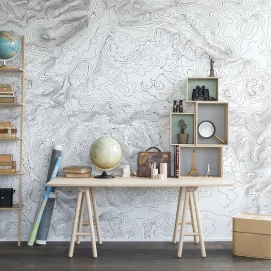 Fototapet premium, model 3d, Munți înalți Elevation Lines, White, dimensiuni pe comanda