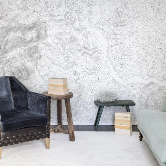 Fototapet premium, model 3d, Munți înalți Elevation Lines, White, dimensiuni pe comanda