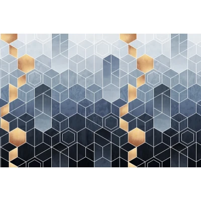 Fototapet premium, model 3d, ocean de hexagoane în gradient Gradient Geometry, dimensiuni pe comanda Rebel Walls