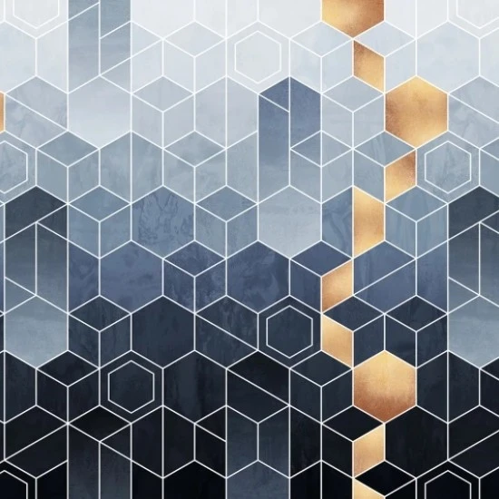 Fototapet premium, model 3d, ocean de hexagoane în gradient Gradient Geometry, dimensiuni pe comanda