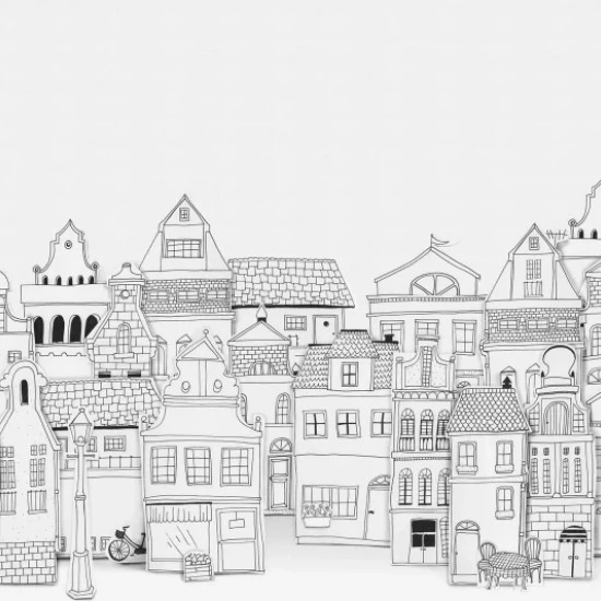 Fototapet premium, model 3d, Case conturate London Houses, Pastel, dimensiuni pe comanda