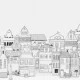 Fototapet premium, model 3d, Case conturate London Houses, Pastel, dimensiuni pe comanda