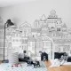 Fototapet premium, model 3d, Case conturate London Houses, Pastel, dimensiuni pe comanda