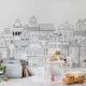 Fototapet premium, model 3d, Case conturate London Houses, Pastel, dimensiuni pe comanda