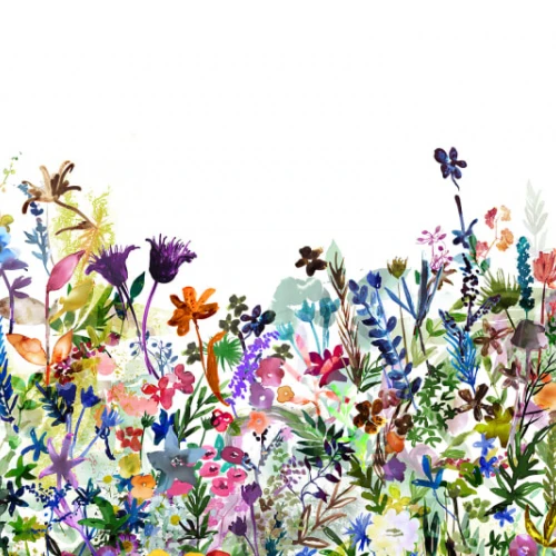 Fototapet premium, model 3d, acuarele cu flori sălbatice May Meadow, dimensiuni pe comanda