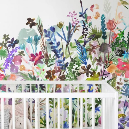 Fototapet premium, model 3d,  acuarele cu flori sălbatice May Meadow, dimensiuni pe comanda