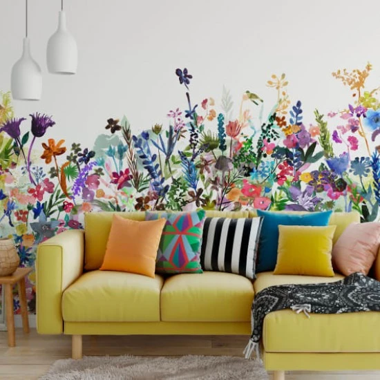 Fototapet premium, model 3d,  acuarele cu flori sălbatice May Meadow, dimensiuni pe comanda