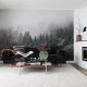 Fototapet premium, model 3d, O pădure verde și misterioasă de brad Misty Fir Forest, dimensiuni pe comanda