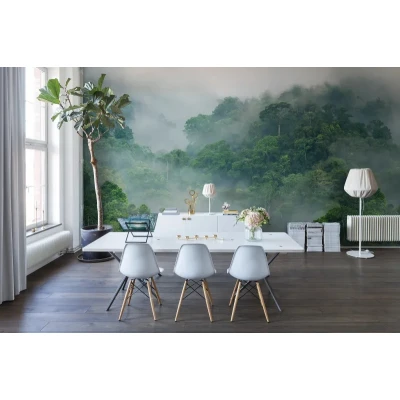 Fototapet premium, model 3d, pădure tropicală luxuriantă Misty Forest, Pastel, dimensiuni pe comanda Rebel Walls