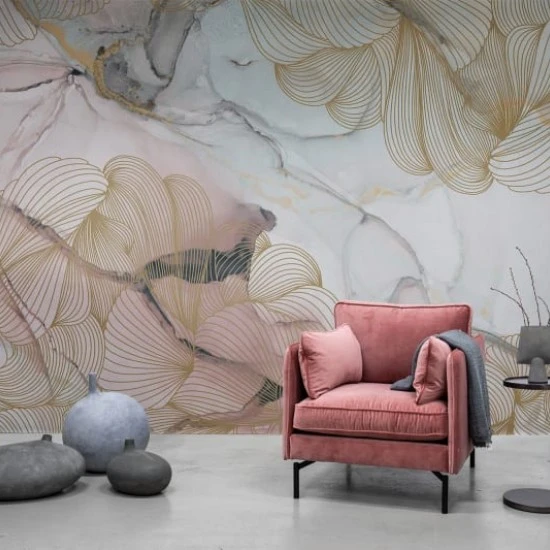Fototapet premium, model 3d, Fototapet luxuriant cu marmură Opulence, Pink Marble, Pastel, dimensiuni pe comanda