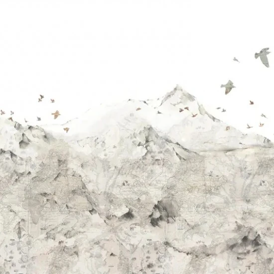 Fototapet premium, model 3d, lanț montan Paper Mountains, Pastel, dimensiuni pe comanda