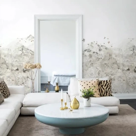 Fototapet premium, model 3d, lanț montan Paper Mountains, Pastel, dimensiuni pe comanda