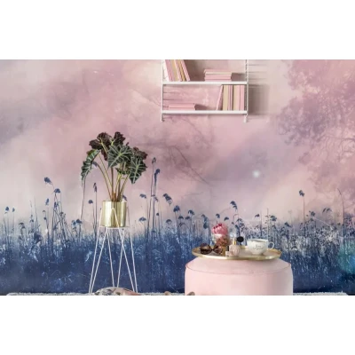 Fototapet premium, model 3d, cameră relaxantă Pink Dawn, dimensiuni pe comanda Rebel Walls