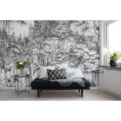 Fototapet premium, model 3d, Junglă grafică Secret Garden, dimensiuni pe comanda Rebel Walls