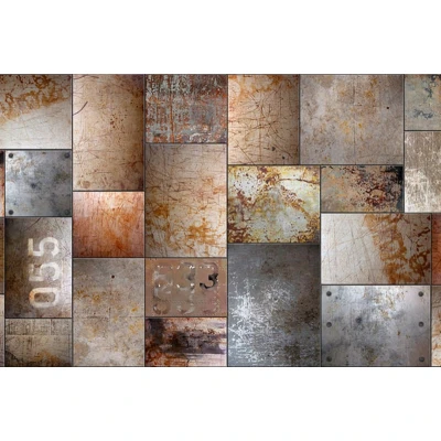 Fototapet premium, model 3d, metal zgâriat Steel, dimensiuni pe comanda Rebel Walls