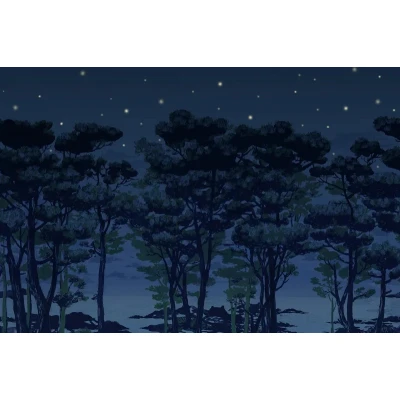 Fototapet premium, model 3d, Miezul nopții în pădurea fermecată, The Enchanted Forest, dimensiuni pe comanda Rebel Walls