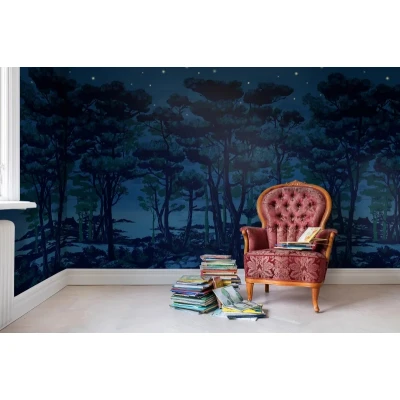 Fototapet premium, model 3d, Miezul nopții în pădurea fermecată, The Enchanted Forest, dimensiuni pe comanda Rebel Walls