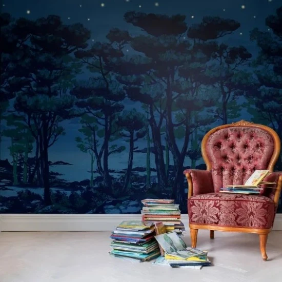 Fototapet premium, model 3d, Miezul nopții în pădurea fermecată, The Enchanted Forest, dimensiuni pe comanda