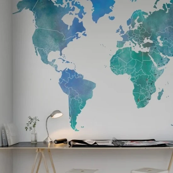 Fototapet premium, model 3d, contururile continentelor, dimensiuni pe comanda