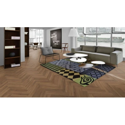 Pardoseala SPC Kahrs Herringbone Redwood 720x120x5 mm strat uzura 0.55 mm Kahrs