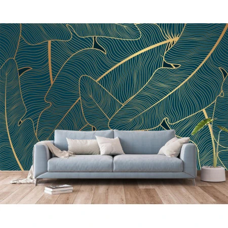 FOTO TAPET Aesthetic Blue Feathers, albastru , dimensiuni pe comanda