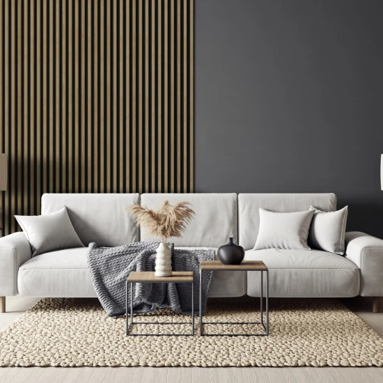 Panou decorativ tip riflaj Linea Slim 3 stejar negru 