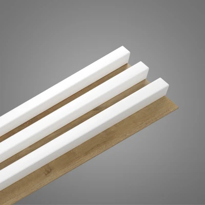 Panou decorativ tip riflaj Linea Slim 3 alb stejar Stegu