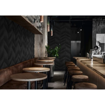 Panou tapitat ABIES herringbone-Paralelogram negru stanga R100L 30x30 Stegu