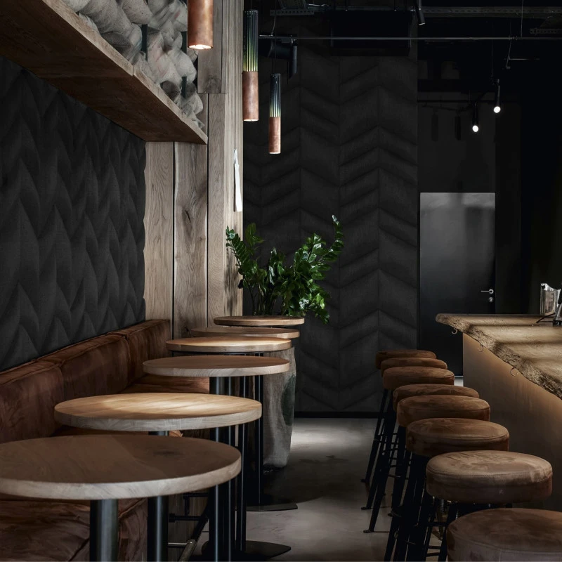 Panou tapitat ABIES herringbone-Paralelogram negru dreapta R100R 30x30